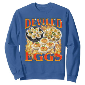 Deviled Eggs Sweatshirt Vintage 90s Thanksgiving Funny Foodie Bootleg Graphic TS10 Royal Blue Print Your Wear