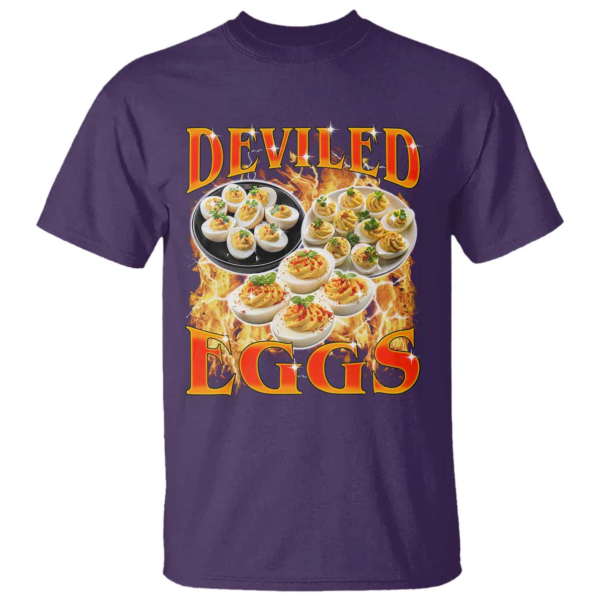 Deviled Eggs T Shirt Vintage 90s Thanksgiving Funny Foodie Bootleg Graphic TS10 Purple Print Your Wear