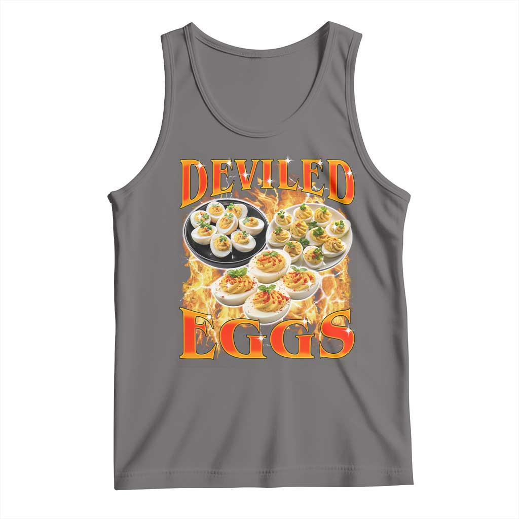 Deviled Eggs Tank Top Vintage 90s Thanksgiving Funny Foodie Bootleg Graphic TS10 Deep Heather Print Your Wear