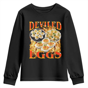 Deviled Eggs Youth Sweatshirt Vintage 90s Thanksgiving Funny Foodie Bootleg Graphic TS10 Black Print Your Wear