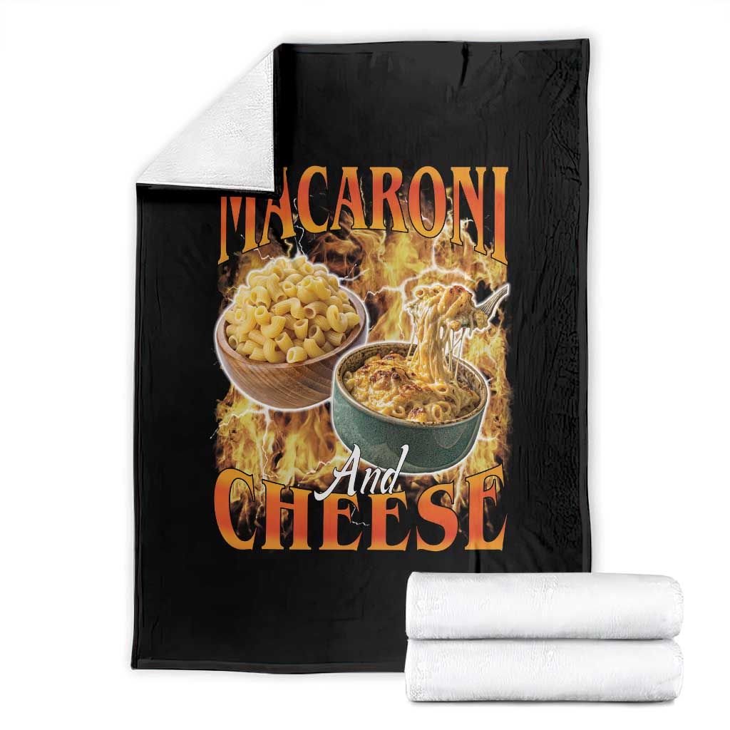 Macaroni And Cheese Meme Throw Blanket Vintage 90s Style Funny Foodie Bootleg Graphic TS10 Black Print Your Wear