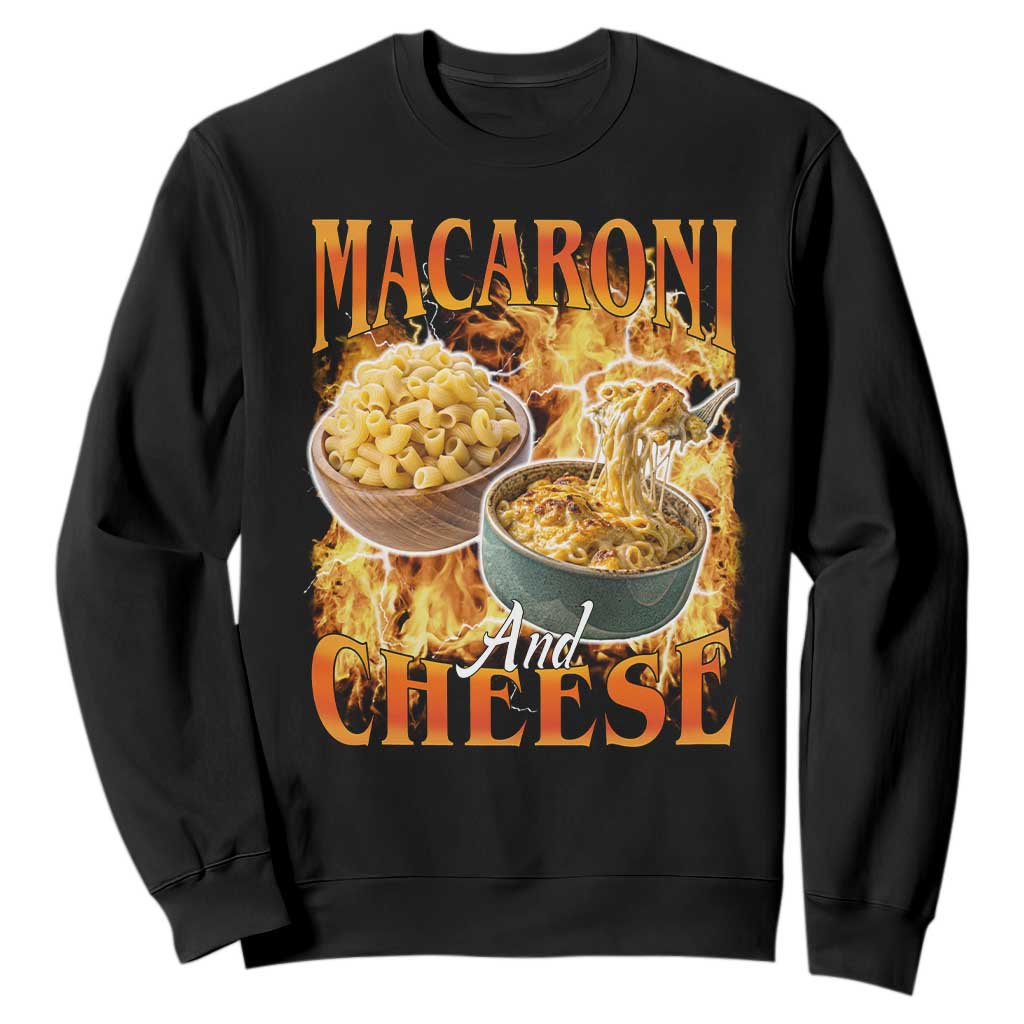 Macaroni And Cheese Meme Sweatshirt Vintage 90s Style Funny Foodie Bootleg Graphic TS10 Black Print Your Wear