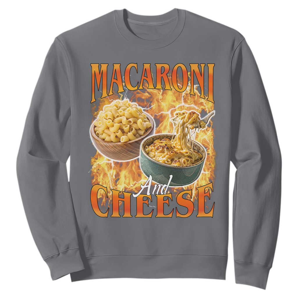 Macaroni And Cheese Meme Sweatshirt Vintage 90s Style Funny Foodie Bootleg Graphic TS10 Charcoal Print Your Wear