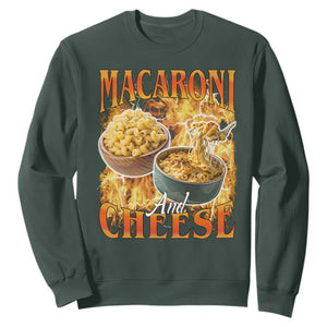 Macaroni And Cheese Meme Sweatshirt Vintage 90s Style Funny Foodie Bootleg Graphic TS10 Dark Forest Green Print Your Wear