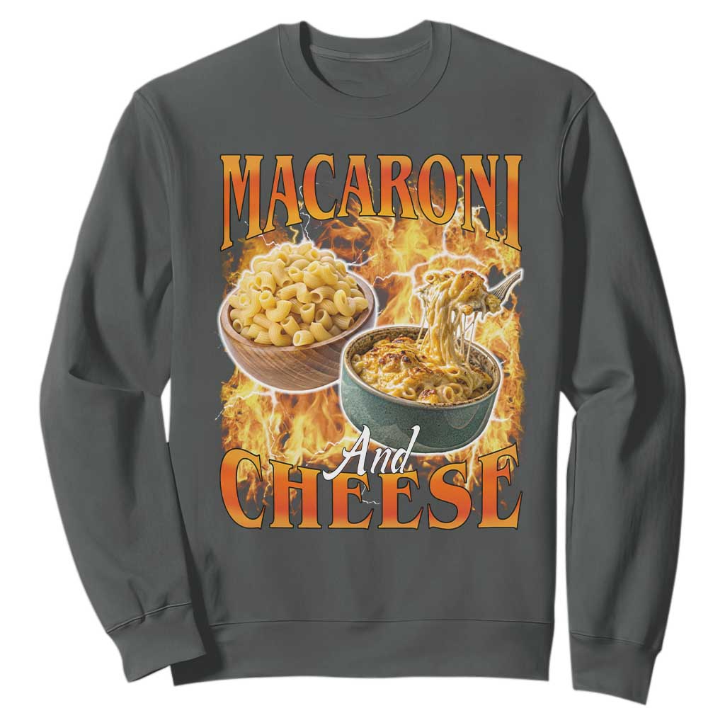 Macaroni And Cheese Meme Sweatshirt Vintage 90s Style Funny Foodie Bootleg Graphic TS10 Dark Heather Print Your Wear