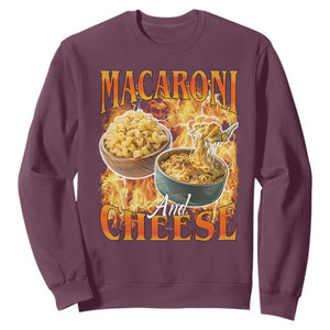 Macaroni And Cheese Meme Sweatshirt Vintage 90s Style Funny Foodie Bootleg Graphic TS10 Maroon Print Your Wear