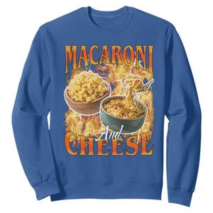Macaroni And Cheese Meme Sweatshirt Vintage 90s Style Funny Foodie Bootleg Graphic TS10 Royal Blue Print Your Wear