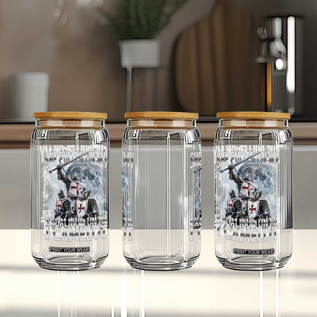 Funny Offensive Knight Meme Glass Can She Pulled On My Excalibur Bootleg TS10 Print Your Wear