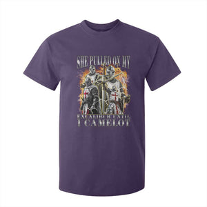 Funny Knight Meme T Shirt For Kid She Pulled On My Excalibur Offensive Medieval Warrior Bootleg TS10 Purple Print Your Wear