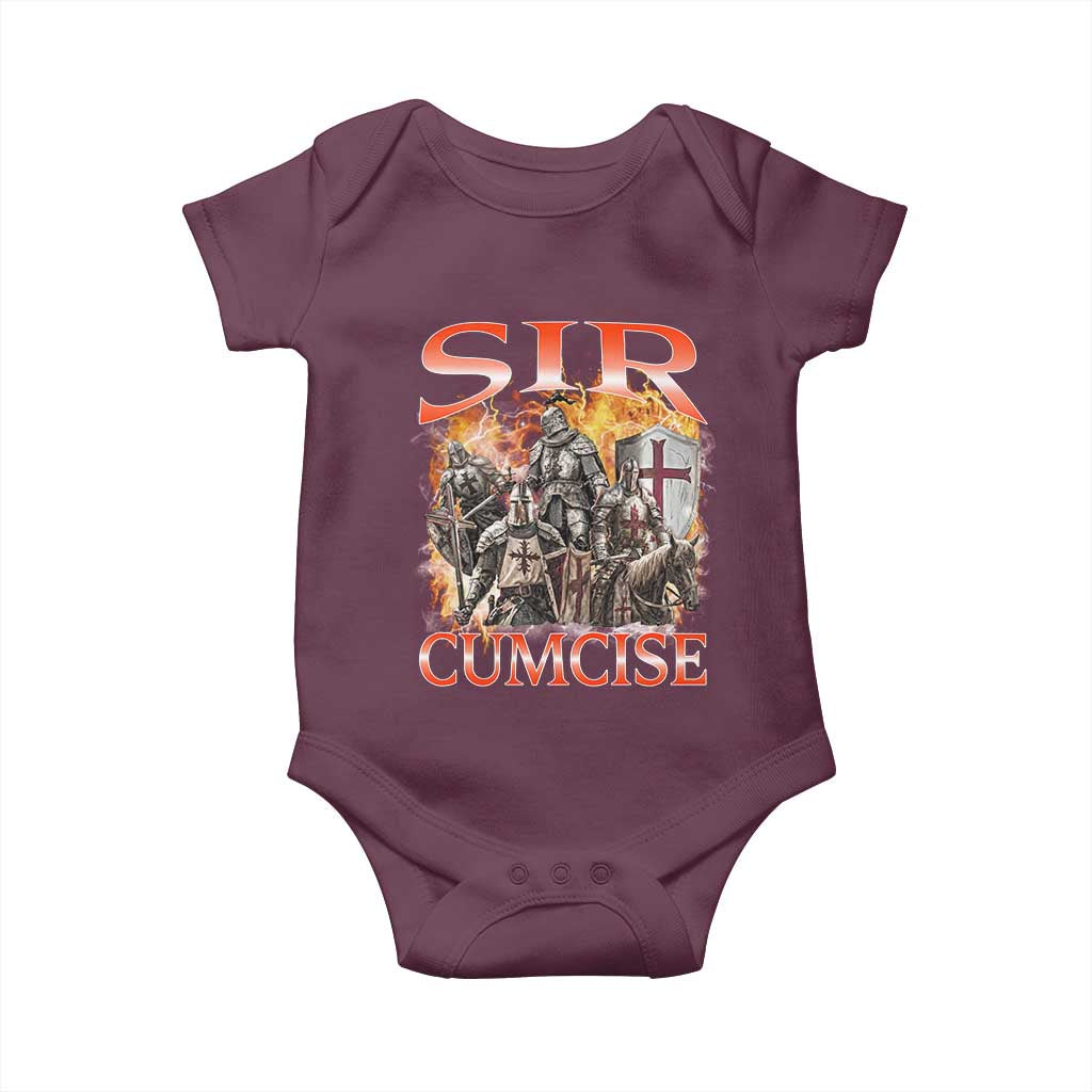 Knight Meme Baby Onesie Sir Cumcise Funny Bootleg Graphic TS10 Maroon Print Your Wear
