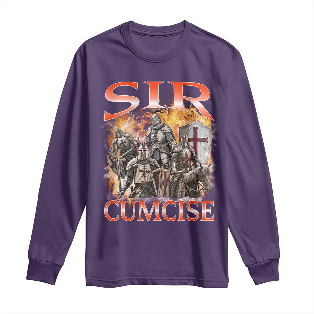 Knight Meme Long Sleeve Shirt Sir Cumcise Funny Bootleg Graphic TS10 Purple Print Your Wear