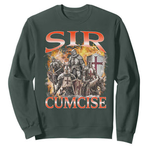 Knight Meme Sweatshirt Sir Cumcise Funny Bootleg Graphic TS10 Dark Forest Green Print Your Wear