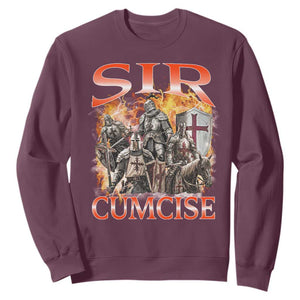 Knight Meme Sweatshirt Sir Cumcise Funny Bootleg Graphic TS10 Maroon Print Your Wear