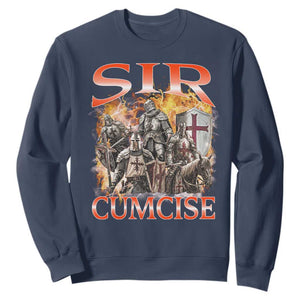 Knight Meme Sweatshirt Sir Cumcise Funny Bootleg Graphic TS10 Navy Print Your Wear