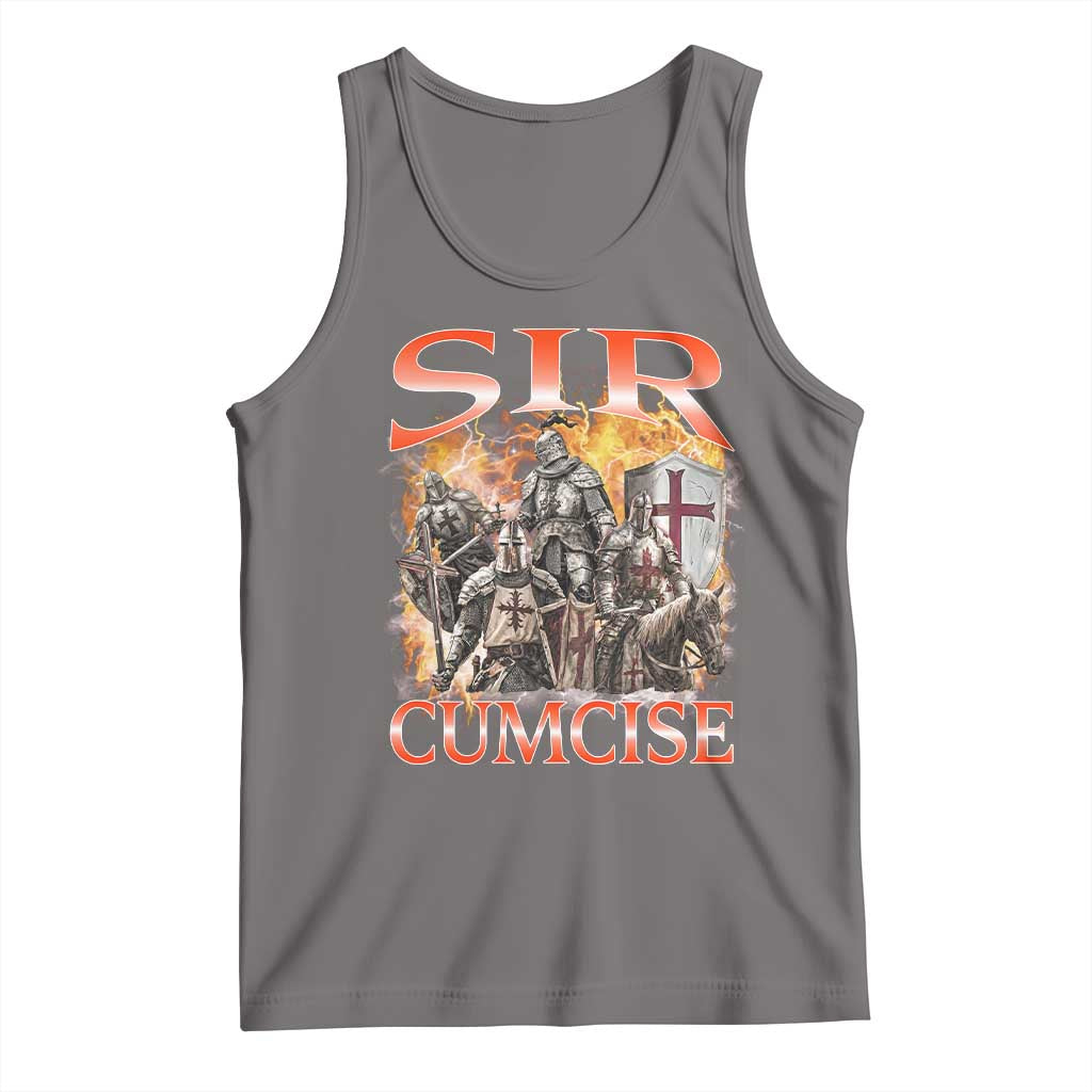 Knight Meme Tank Top Sir Cumcise Funny Bootleg Graphic TS10 Deep Heather Print Your Wear