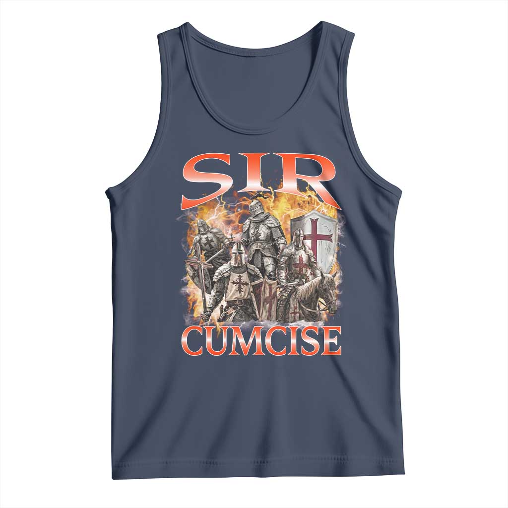 Knight Meme Tank Top Sir Cumcise Funny Bootleg Graphic TS10 Navy Print Your Wear