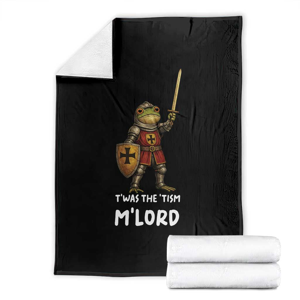 Knight Frog Throw Blanket Funny T'was The Tism M'Lord Vintage Autism Medieval TS10 Black Print Your Wear