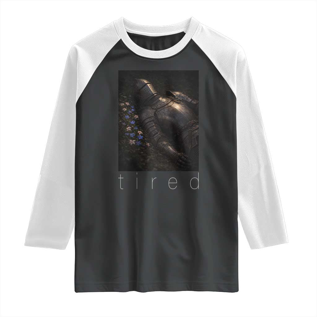 Tired Knight Raglan Shirt Gothic Medieval Fantasy TS10 Black White Print Your Wear