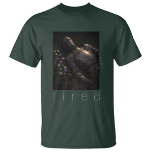 Tired Knight T Shirt Gothic Medieval Fantasy TS10 Dark Forest Green Print Your Wear