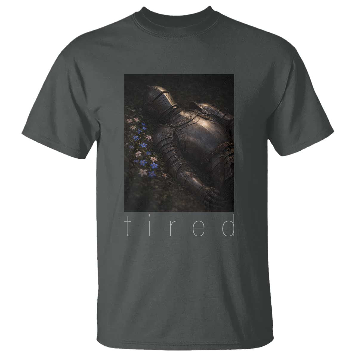 Tired Knight T Shirt Gothic Medieval Fantasy TS10 Dark Heather Print Your Wear