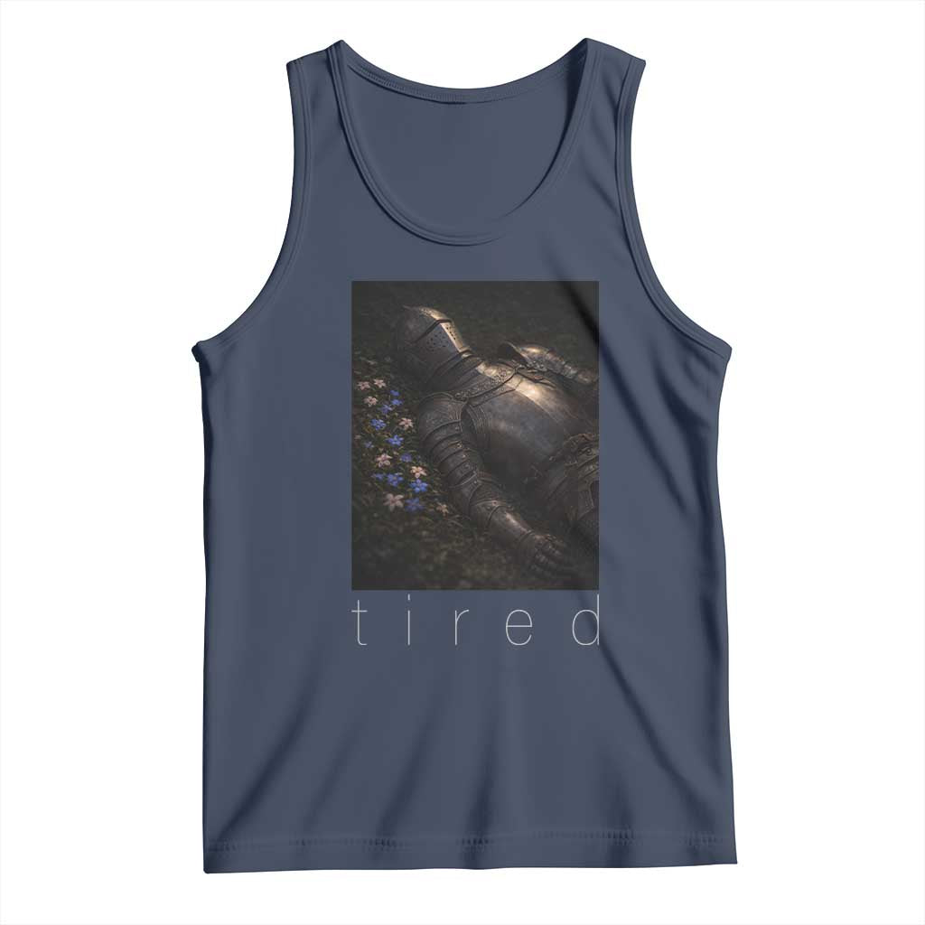 Tired Knight Tank Top Gothic Medieval Fantasy TS10 Navy Print Your Wear