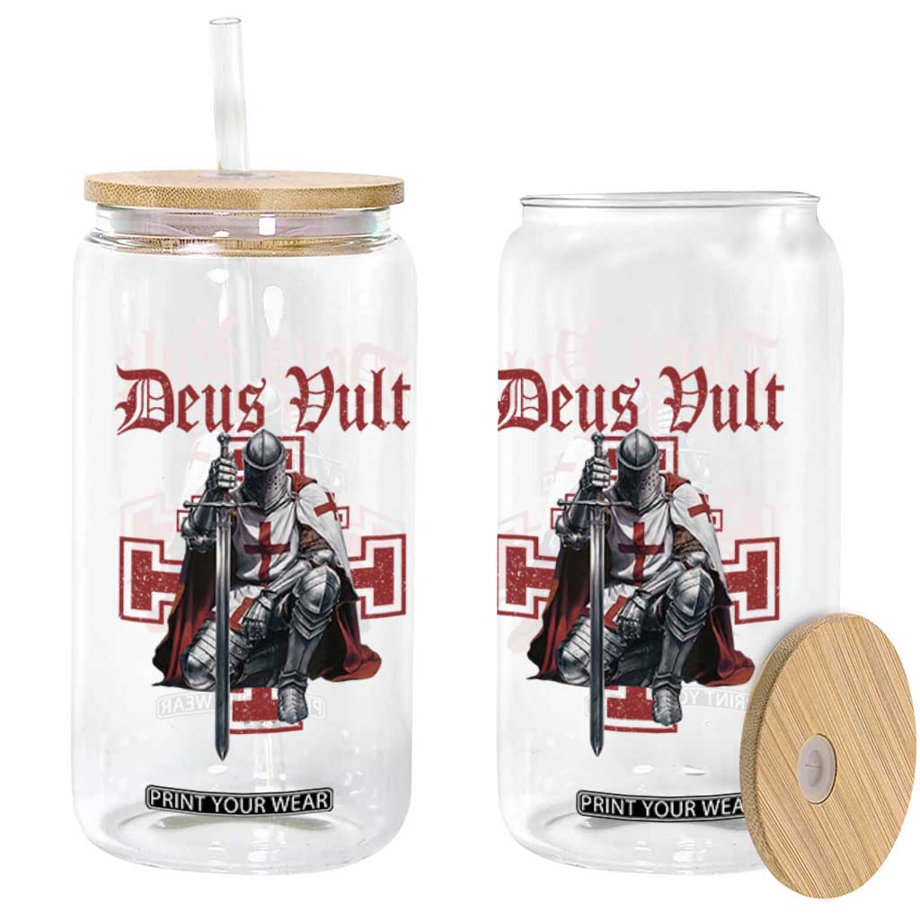 Deus Vult Knight Templar Glass Can Crusader Cross TS10 Print Your Wear