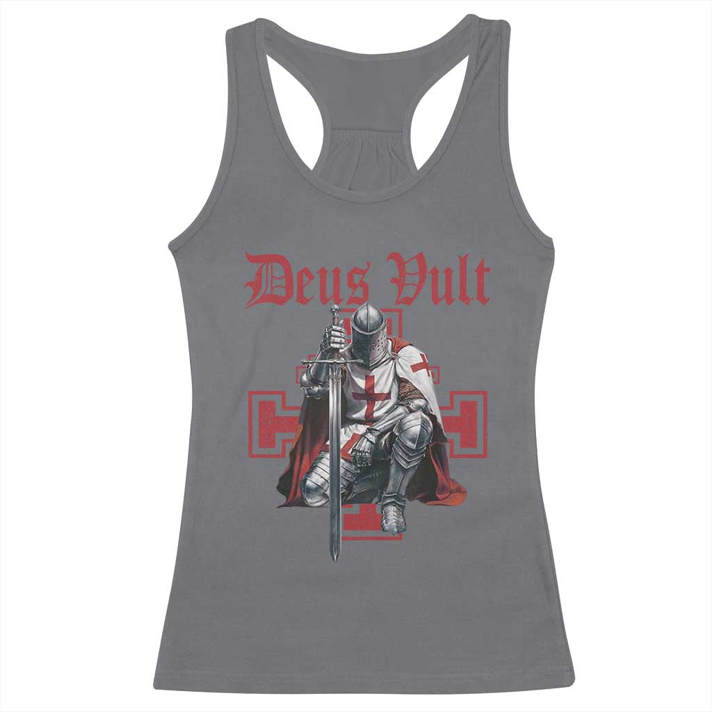 Deus Vult Knight Templar Racerback Tank Top Crusader Cross TS10 Charcoal Print Your Wear