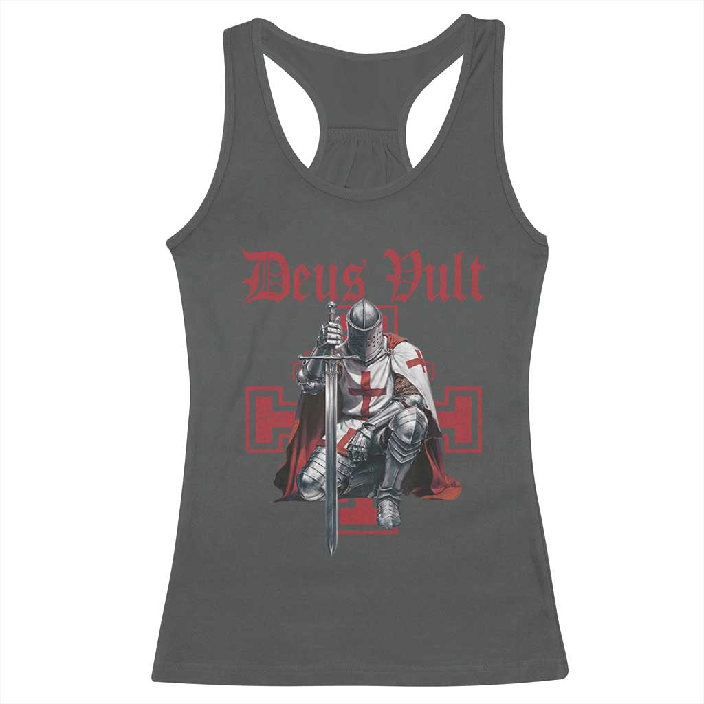 Deus Vult Knight Templar Racerback Tank Top Crusader Cross TS10 Dark Heather Print Your Wear