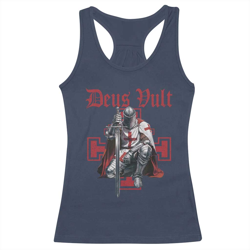 Deus Vult Knight Templar Racerback Tank Top Crusader Cross TS10 Navy Print Your Wear