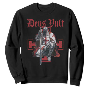 Deus Vult Knight Templar Sweatshirt Crusader Cross TS10 Black Print Your Wear