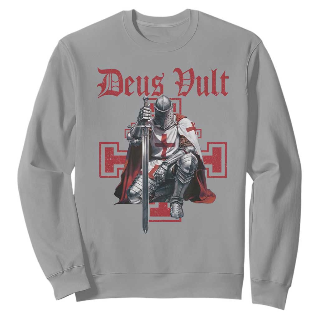 Deus Vult Knight Templar Sweatshirt Crusader Cross TS10 Sport Gray Print Your Wear