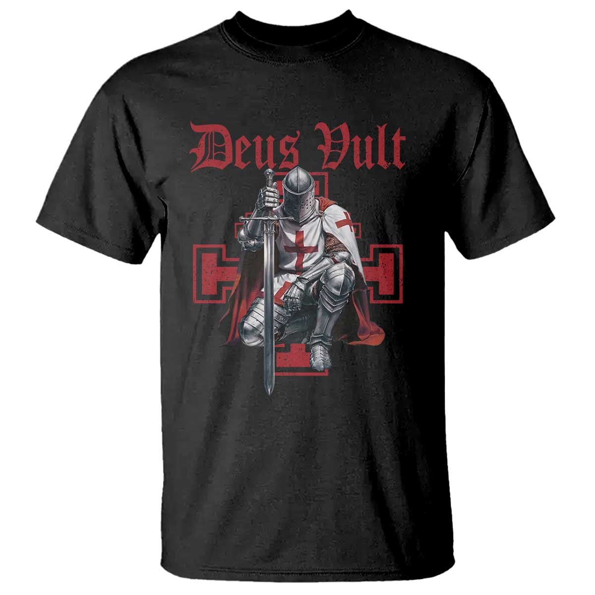 Deus Vult Knight Templar T Shirt Crusader Cross TS10 Black Print Your Wear