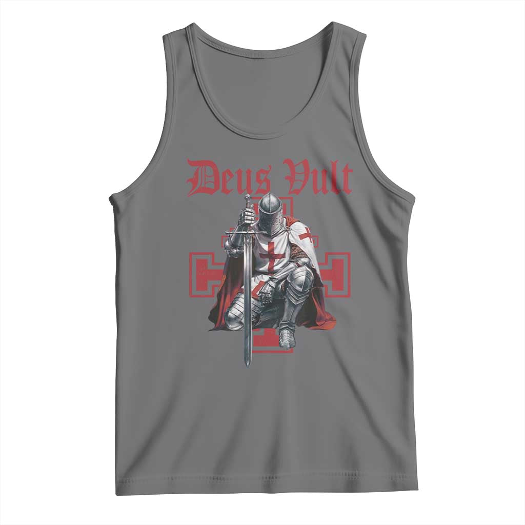 Deus Vult Knight Templar Tank Top Crusader Cross TS10 Black Heather Print Your Wear