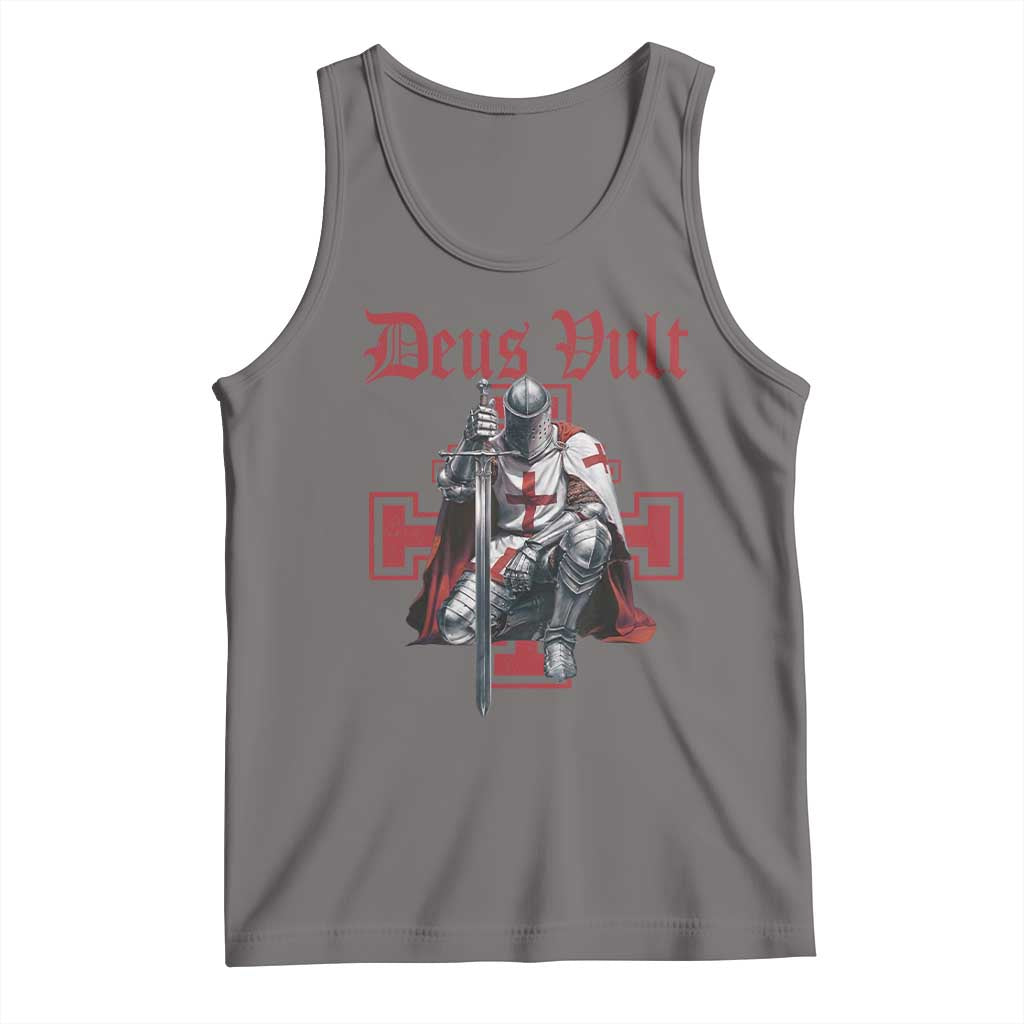 Deus Vult Knight Templar Tank Top Crusader Cross TS10 Deep Heather Print Your Wear