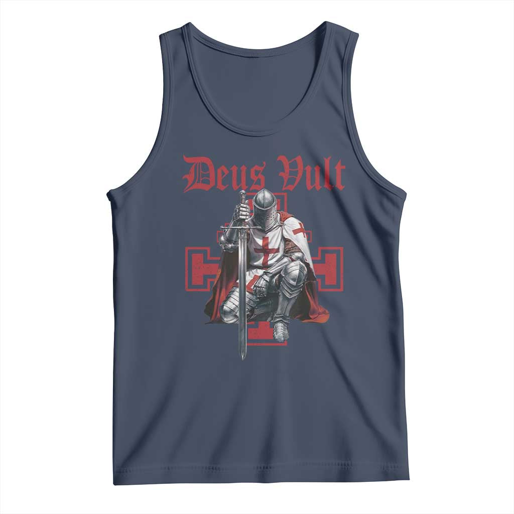 Deus Vult Knight Templar Tank Top Crusader Cross TS10 Navy Print Your Wear
