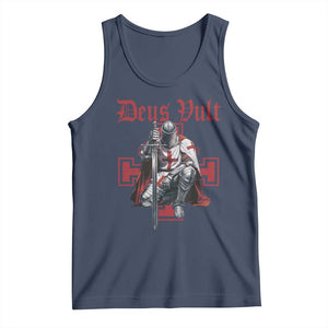 Deus Vult Knight Templar Tank Top Crusader Cross TS10 Navy Print Your Wear