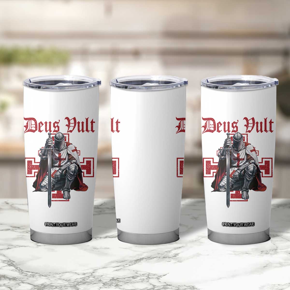 Deus Vult Knight Templar Tumbler Cup Crusader Cross TS10 Print Your Wear