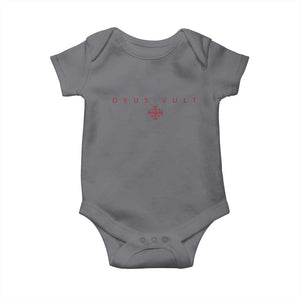 Catholic Knight Templar Crusader Cross Baby Onesie Subtle Minimal Christian Faith Deus Vult TS10 Charcoal Print Your Wear
