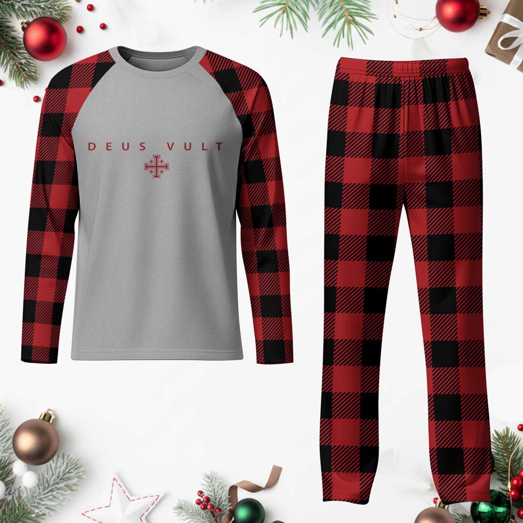 Catholic Knight Templar Crusader Cross Plaid Pajama Set Subtle Minimal Christian Faith Deus Vult TS10 Buffalo Plaid Print Your Wear