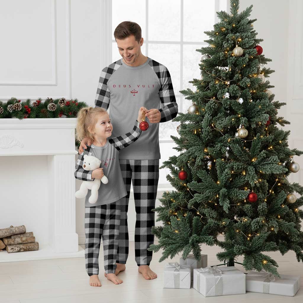 Catholic Knight Templar Crusader Cross Plaid Pajama Set Subtle Minimal Christian Faith Deus Vult TS10 White Plaid Print Your Wear