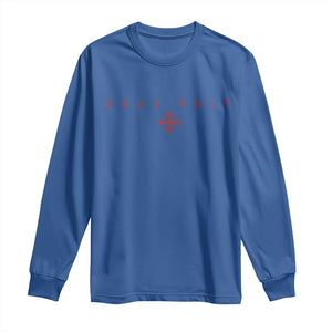 Catholic Knight Templar Crusader Cross Long Sleeve Shirt Subtle Minimal Christian Faith Deus Vult TS10 Royal Blue Print Your Wear
