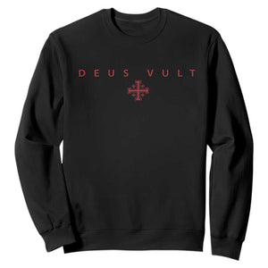 Catholic Knight Templar Crusader Cross Sweatshirt Subtle Minimal Christian Faith Deus Vult TS10 Black Print Your Wear