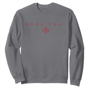 Catholic Knight Templar Crusader Cross Sweatshirt Subtle Minimal Christian Faith Deus Vult TS10 Charcoal Print Your Wear