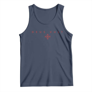Catholic Knight Templar Crusader Cross Tank Top Subtle Minimal Christian Faith Deus Vult TS10 Navy Print Your Wear