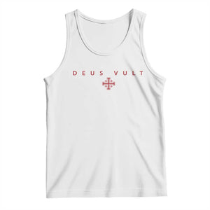 Catholic Knight Templar Crusader Cross Tank Top Subtle Minimal Christian Faith Deus Vult TS10 White Print Your Wear