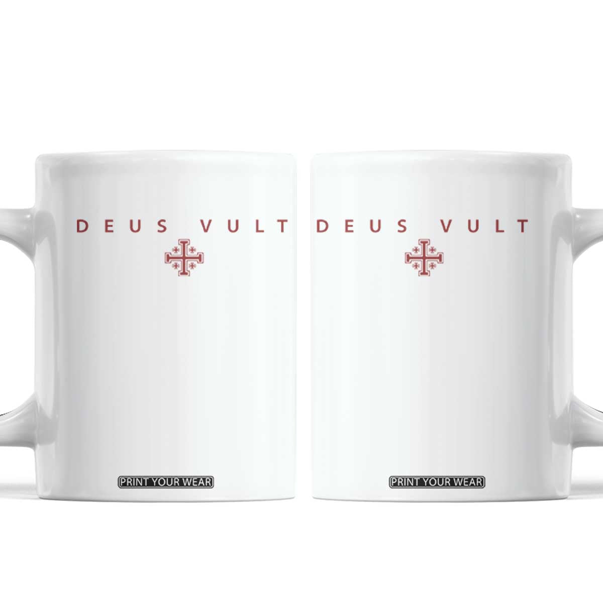 Catholic Knight Templar Crusader Cross Coffee Mug Subtle Minimal Christian Faith Deus Vult TS10 White Print Your Wear