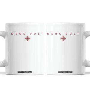 Catholic Knight Templar Crusader Cross Coffee Mug Subtle Minimal Christian Faith Deus Vult TS10 White Print Your Wear