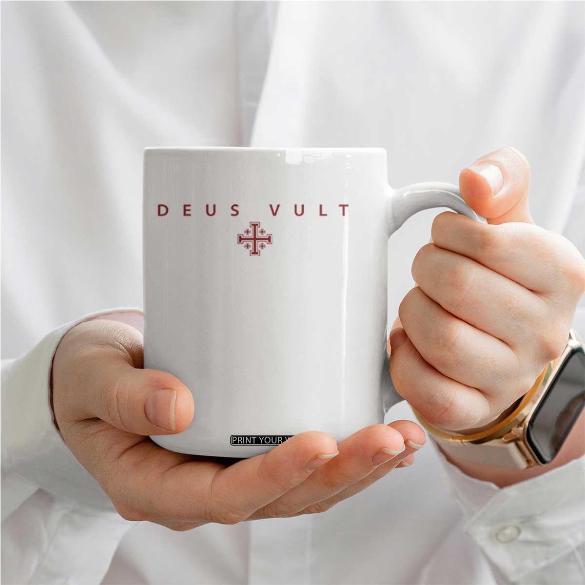Catholic Knight Templar Crusader Cross Coffee Mug Subtle Minimal Christian Faith Deus Vult TS10 Print Your Wear