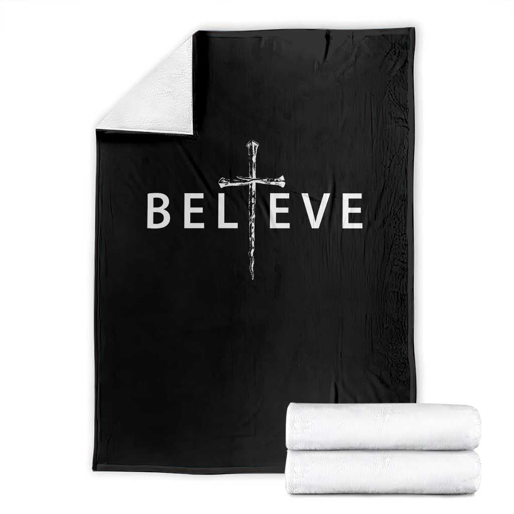 Cross Christian Religious Believe Blessed Faith Graphic Throw Blanket TS10 Black Print Your Wear