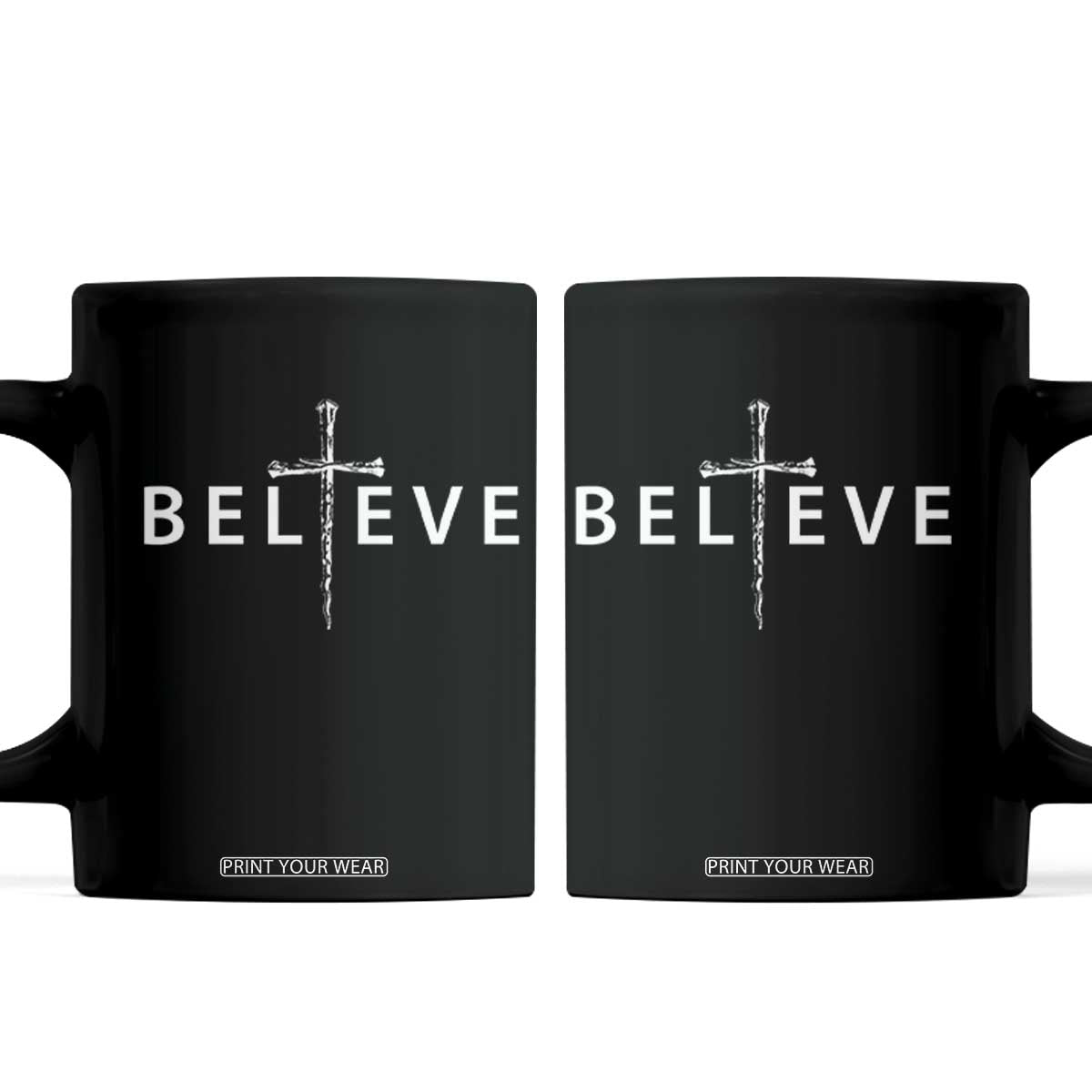 Cross Christian Religious Believe Blessed Faith Graphic Coffee Mug TS10 Black Print Your Wear